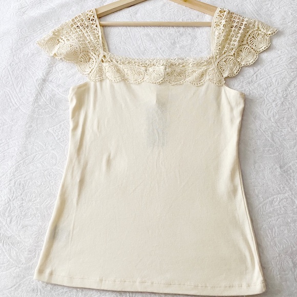 NWT Ralph Lauren Cream Lace Yoke Top - Picture 8 of 9